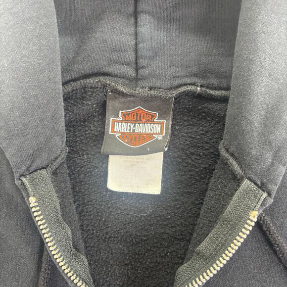 VTG 90s y2k Harley Davidson Flame Sleeve Biker Full Zip Hoodie Large Sweatshirt - Picture 6 of 7